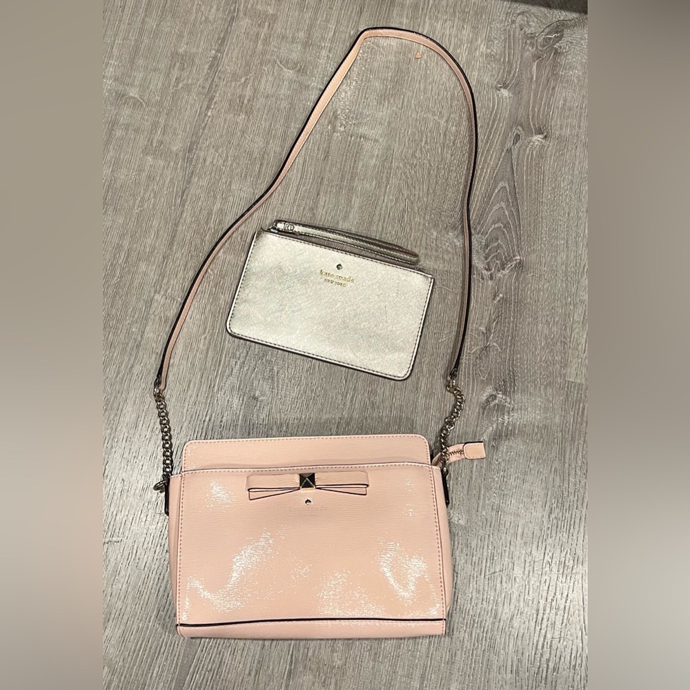 Kate Spade Hancock Park Crossbody Patent leather Bag & Glittery Wristlet